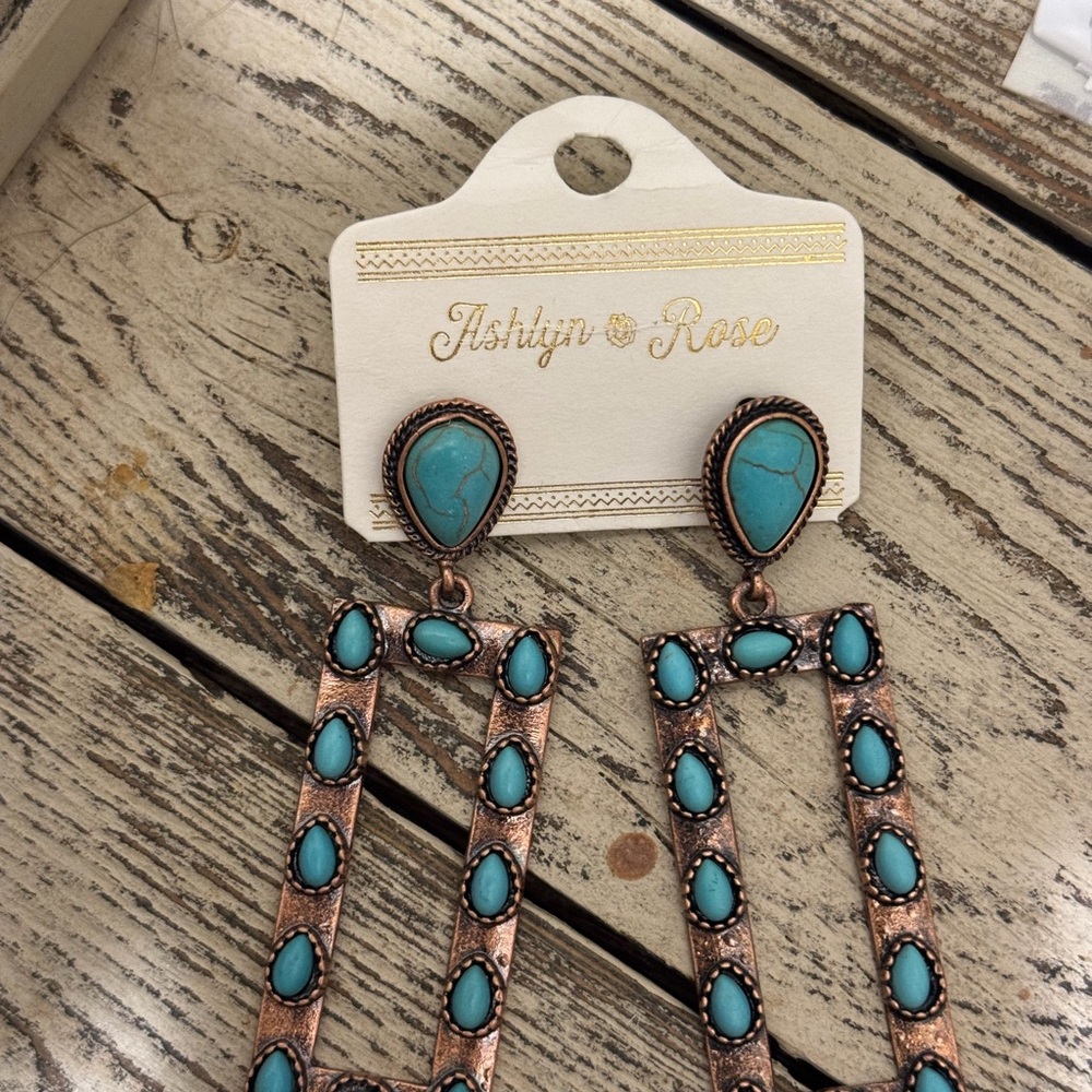 Turquoise and Copper Earrings